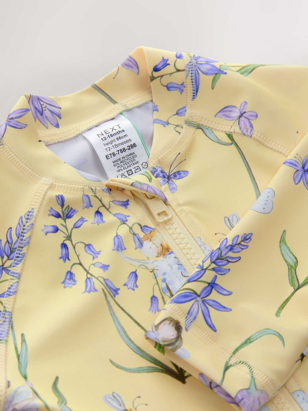 Купальник слитный на молнии для девочки Next E78-788, Светло-желтый