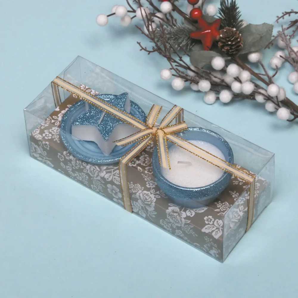 Свечи новогодние «Новогодний праздник» 22x8.3x7 см, голубой