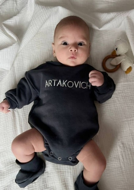 Боди oversized + пинетки графит