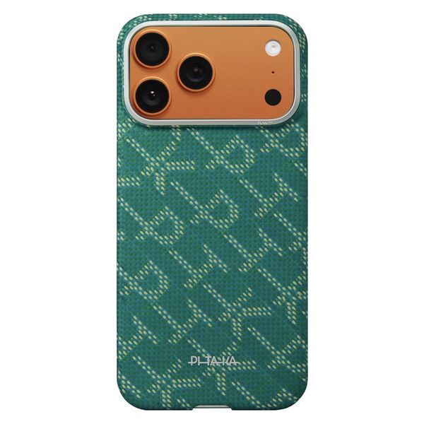 Чехол Pitaka Edge Case для iPhone 17 Pro Max, Зеленый монограм | Monogram Gold/Green