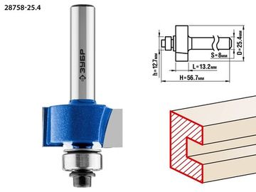 ЗУБР 25.4 x 13 мм, хвостовик 8 мм, фреза фальцевая, Профессионал (28758-25.4)