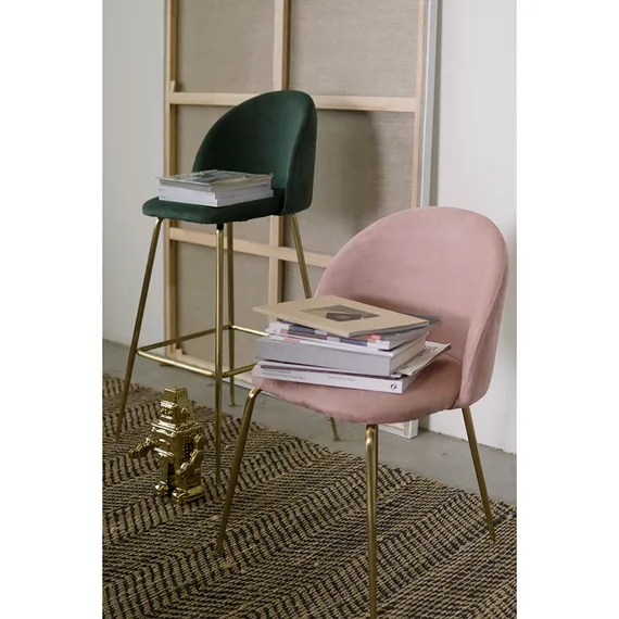 Барный Coral, темно-зеленый велюр с золотыми ножками