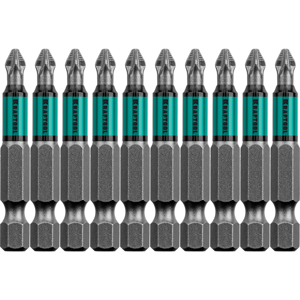 Optimum Line Биты, PZ2, 50 мм, тип хвостовика E 1/4″, 10 шт в блистере, KRAFTOOL