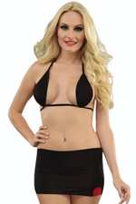 Сексуальный комплект: микро-лиф и облегающая юбка (Размер: S-M) (Цвет: черный)