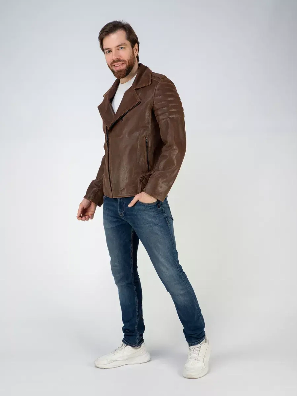 Кожаная куртка демисезонная косуха