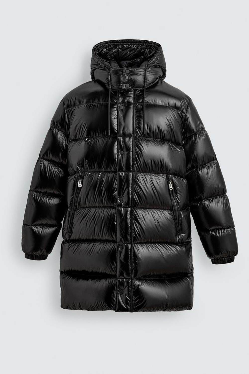 ZARA ДЛИННЫЙ ПУХОВИК ИЗ 100% ПЕРА, ЧЕРНЫЙ