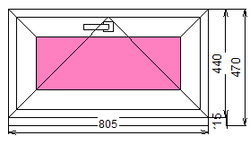 Пластиковое окно 440 х 805 фрамуга (форточка) ТермА Эко