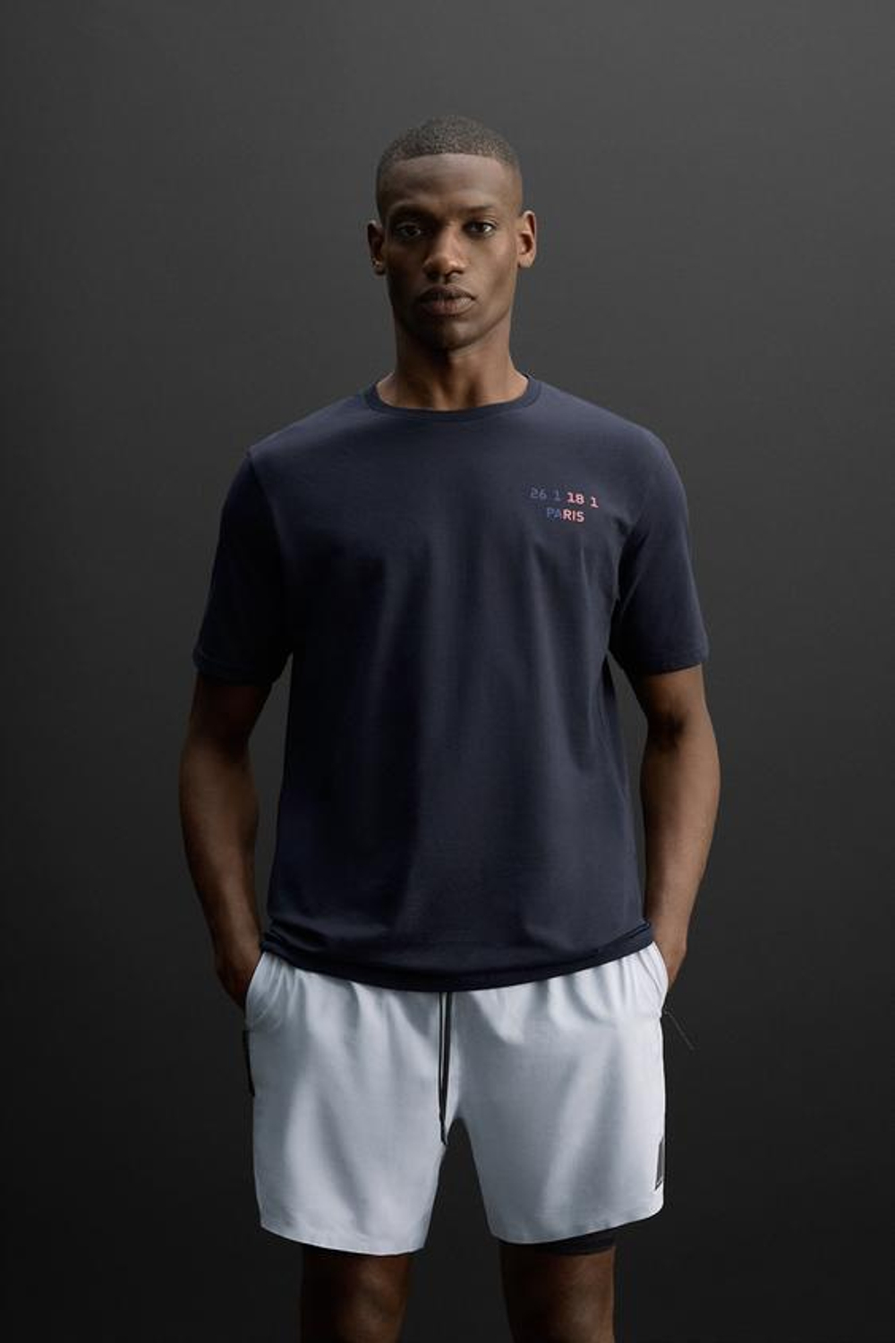 ZARA ФУТБОЛКА С ПРИНТОМ PARIS, МОРСКОЙ СИНИЙ