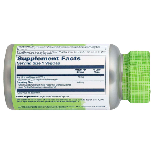 Solaray, True Herbs, гель алоэ вера, 100 растительных капсул