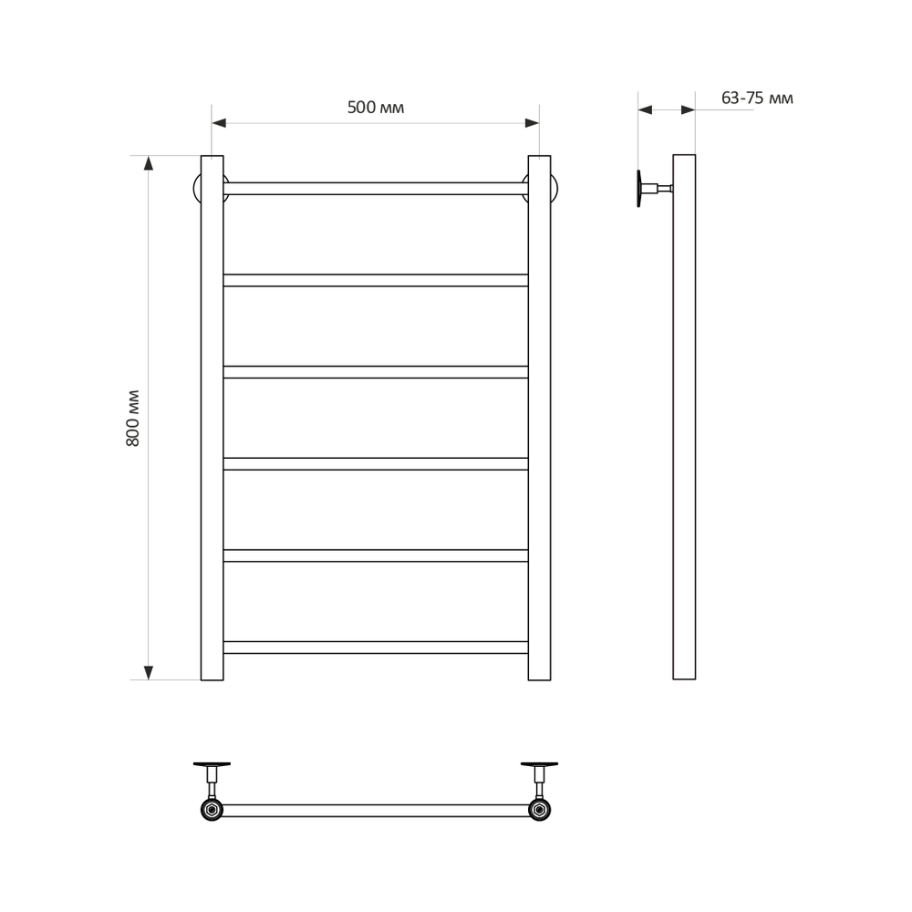Полотенцесушитель MIXLINE VEGA  80х50 (1/2'' ВР, 6 перекладин) водяной