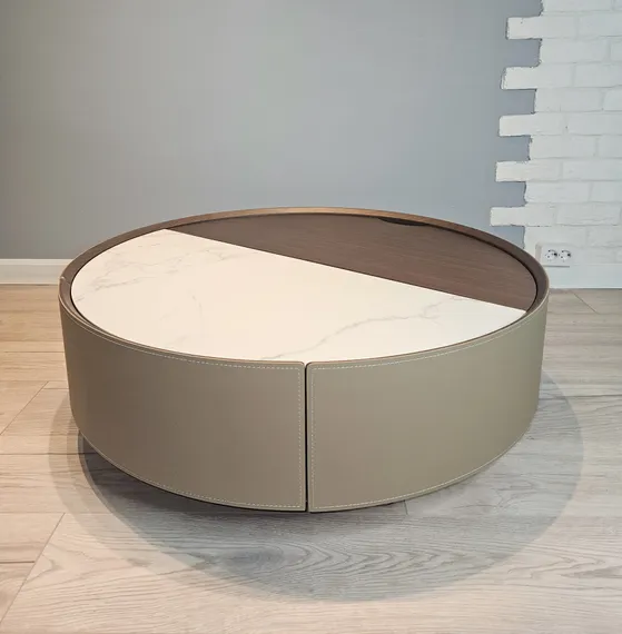 Крутящийся журнальный столик Secret Service с крышкой и выдвижным ящиком