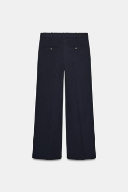 ZARA ШИРОКИЕ БРЮКИ С ЗАЩИПАМИ — ZW COLLECTION, МОРСКОЙ ТЕМНО-СИНИЙ