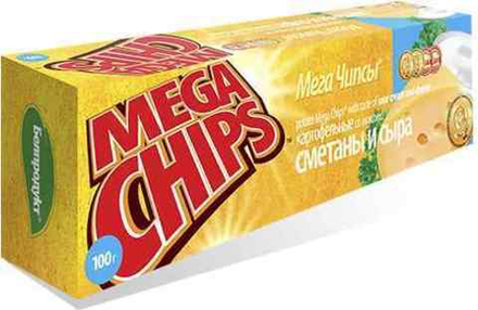 Чипсы "Мега чипсы" 100 г. Сметана и сыр Белпродукт