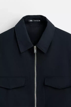 ZARA СТЕГАНАЯ КУРТКА-РУБАШКА REGULAR FIT, МОРСКОЙ СИНИЙ