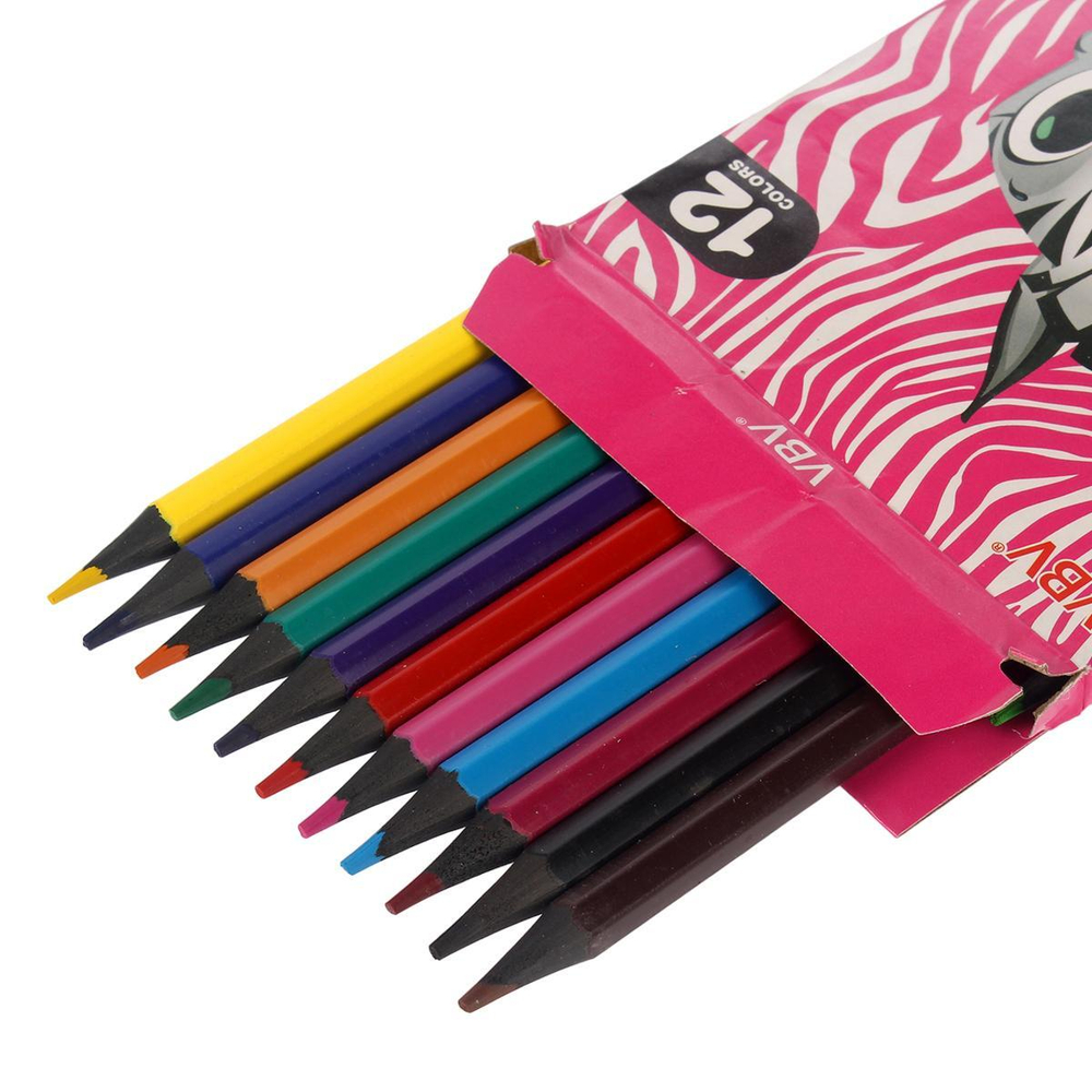 Карандаши цветные "Животные" 12 цветов, пластиковые, шестигранные