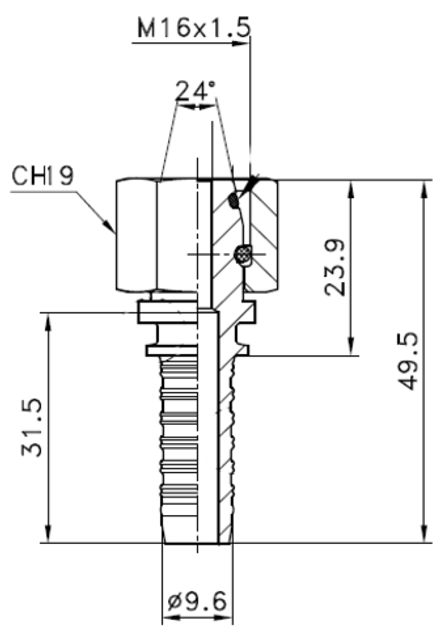 Фитинг DN 10 DKO-L (Г) 16x1.5 10 CAST