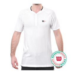 Мужское теннисное поло Wilson Players Seamless Zip Henley 2.0 - белый