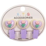 Зажимы для волос детские 3шт «РОЗОВОЕ ОБЛАКО», сердечки, 2.5см (блистер и пакет с подвесом)