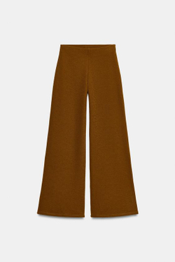 ZARA ШИРОКИЕ ФАКТУРНЫЕ БРЮКИ, ГОРЧИЧНЫЙ