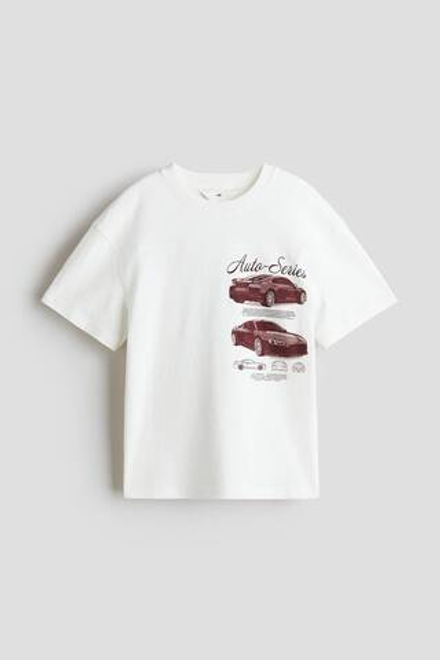 H&M Футболка оверсайз с принтом, белый
