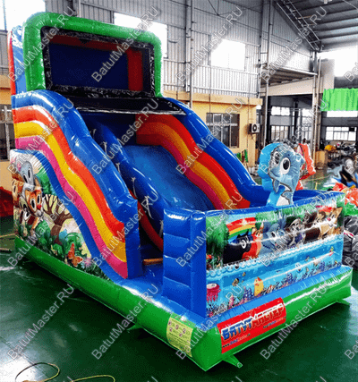 Надувная горка "Звери на пляже" 6*3.5*5 м