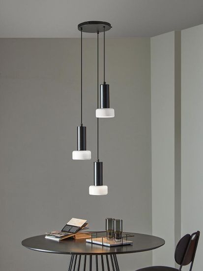 Светильник подвесной каскадный fungus, D15х25 см, 3 плафона, белый/черный