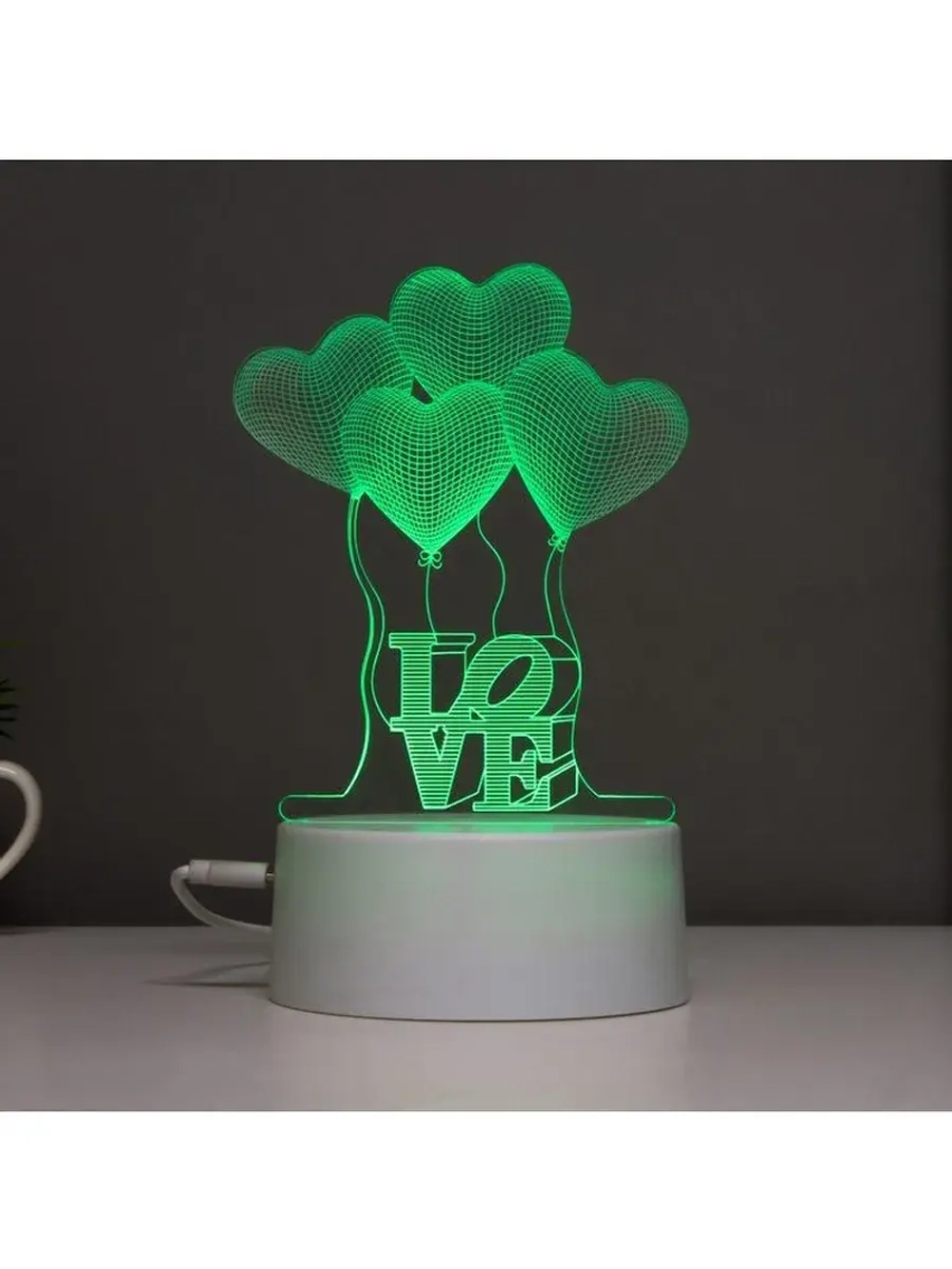 Светильник сенсорный «Четыре сердца» LED 7 цветов USB/от бат