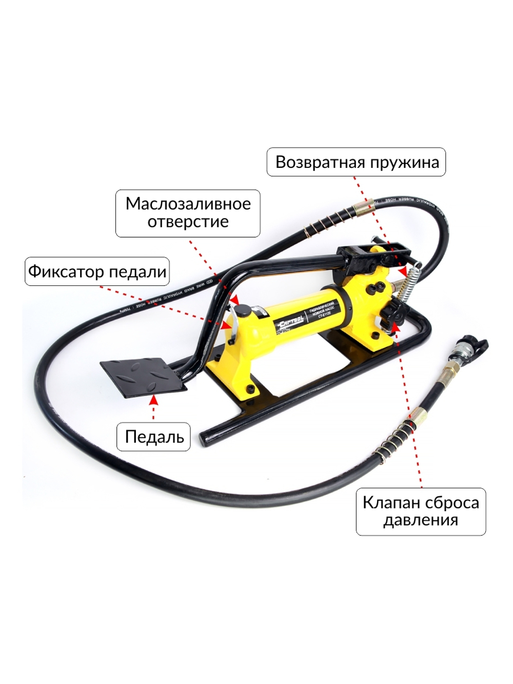 Насос гидравлический ножной 0.6 л, 700 бар Car-Tool CT-E1135