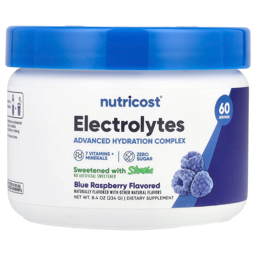 Nutricost, Электролиты, улучшенный комплекс для увлажнения, голубая малина, 234 г (8,4 унции)