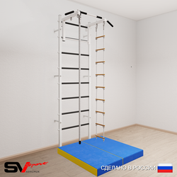 Шведская стенка Sv Sport усиленная 6144 (Турник стандарт/Канат/Лестница/Мат 1м)