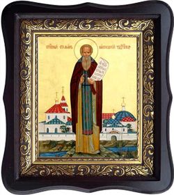 Стефан Махрищский Святой преподобный. Икона На холсте.