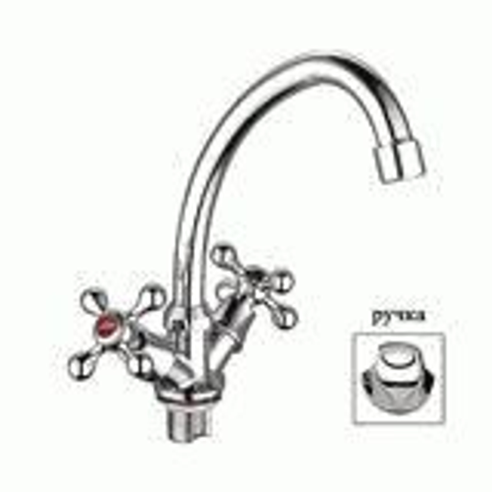 смеситель кухня LEDEME крест гайка керамика (цинк) L4926