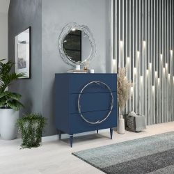Комод Арт Колор matte Классик Сильвер с 3 ящиками Королевский синий матовый