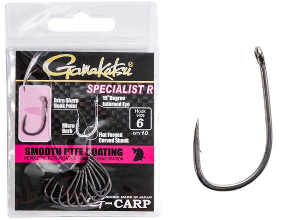 Крючки Gamakatsu G-CARP SPECIALIST R HOOKS GREY разм. 06 10шт.