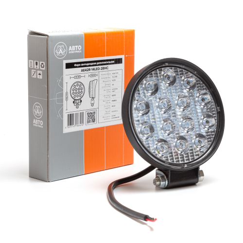 Фара светодиодная дополнительная, круглая SLIM 115*28*142, направленный свет, 14 диодов, крепление по центру, 42 Вт, 10-30 В