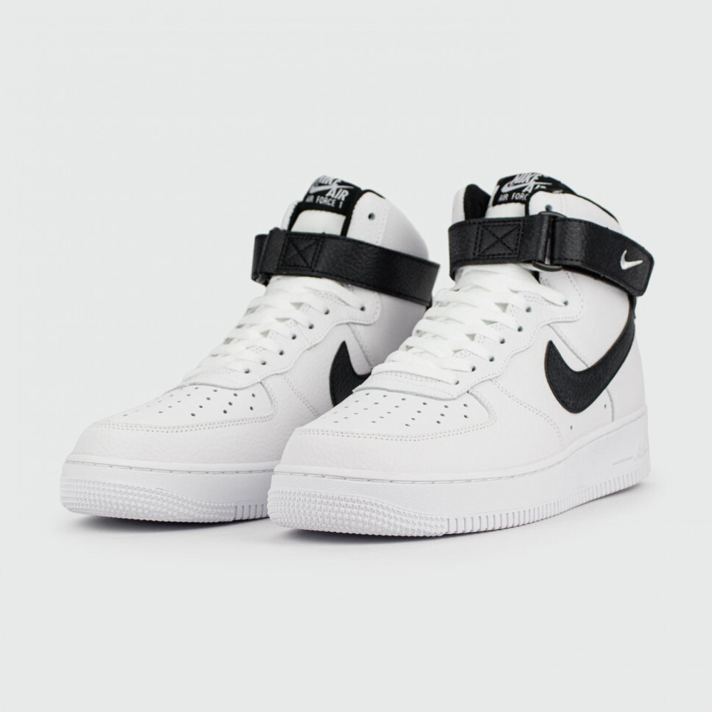 кроссовки Nike Air Force 1 Mid White Black Swoosh