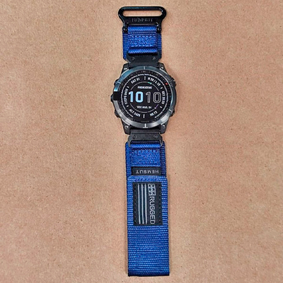 Нейлоновый ремешок Hemsut Rugged 22 мм для Garmin Fenix 7 6 5, Epix Gen 2 47mm, MARQ, Instinct, Forerunner (Темно-синий)
