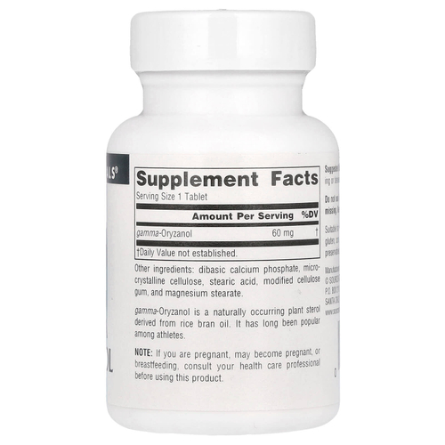 Source Naturals, Athletic Series, гамма оризанол, 60 мг, 100 таблеток