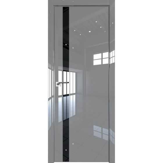 Profil Doors 18LE грей люкс со вставкой кромка серебро стекло чёрный лак