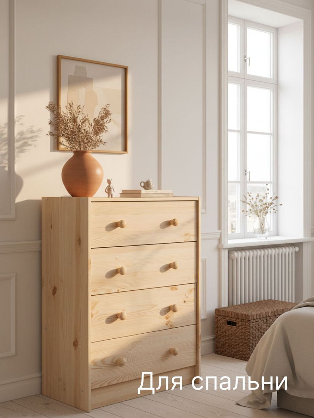 Комод, 62х30х90, Раст, для одежды и игрушек, с ящиками для, из массива дерева, в лаке, Dipriz