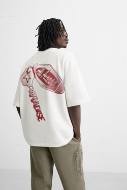 ZARA ТОЛСТОВКА С КОМБИНИРОВАННЫМ ПРИНТОМ, БЕЛЫЙ