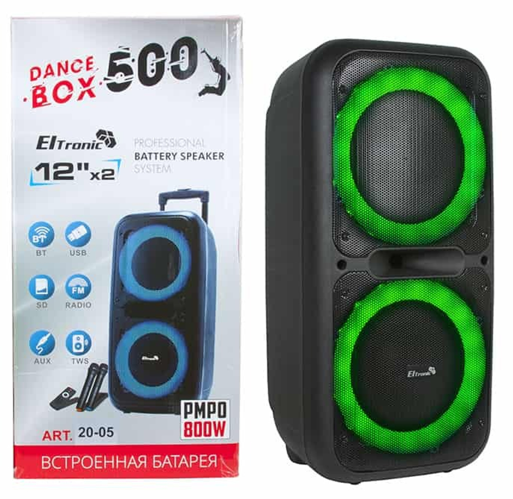 Колонка 12" (20-05 DANCE BOX 500) динамик 2шт/12" ELTRONIC с TWS
