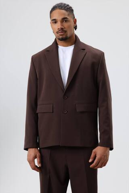 Однобортный коричневый оверсайз (УКОРОЧЕННЫЙ ПИДЖАК)