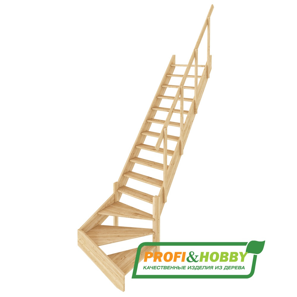 Лестница на второй этаж ЛС-14м Правая (с поручнем)