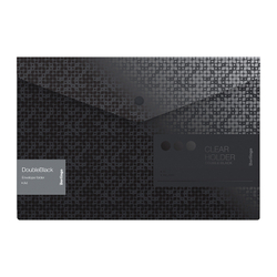 Папка-конверт на кнопке Berlingo "DoubleBlack" А4, 180мкм, черная, с рисунком EFb_A4701