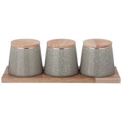 НАБОР ДЛЯ СПЕЦИЙ НА ДЕРЕВ. ПОДСТАВКЕ LEFARD "GRAIN" 4 ПР. МЯТНЫЙ (КОР=12НАБ.)