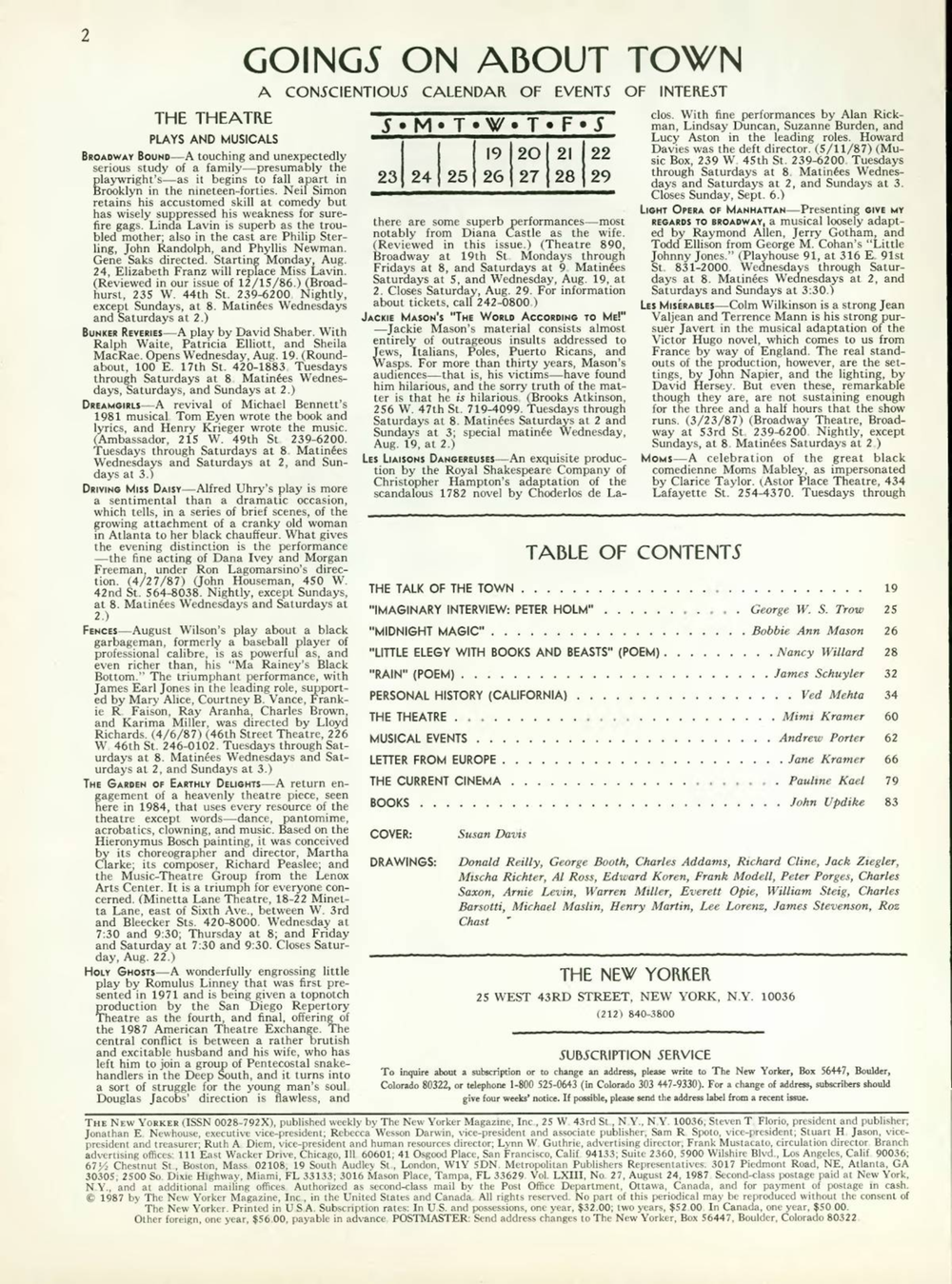 Журнал The New Yorker 24-08-1987, поврежденный