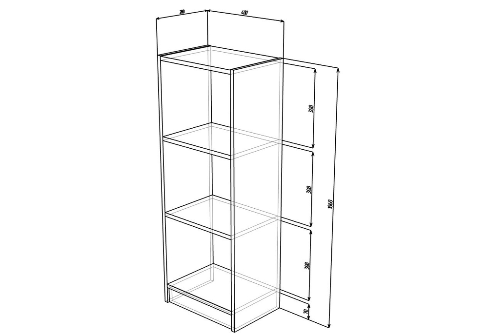 Стеллаж Билли 08 Дуб Сонома 3025 40*28*106 см, Бежевый   Фиеста