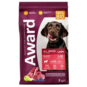 Уценка! Срок 03.26/ Сухой корм AWARD для щенков от 1 месяца, беременных и кормящих сук всех пород с ягненком и индейкой с добавлением яблока и черники