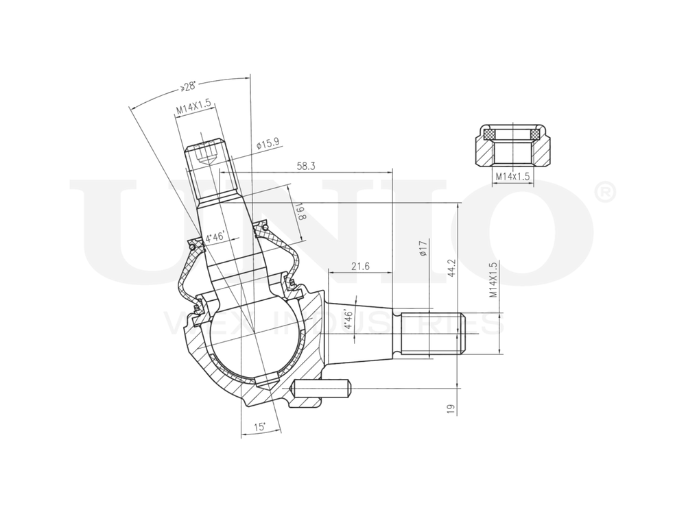 Опора шаровая передняя нижняя UNIO SSP-20073